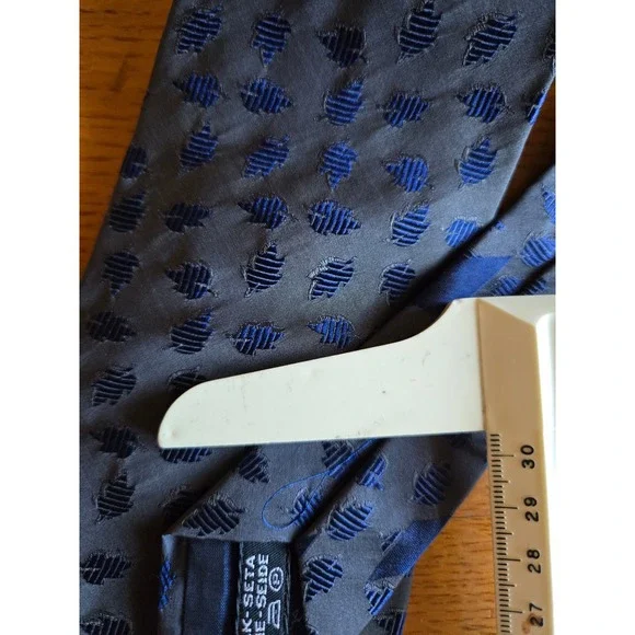 Salvatore Ferragamo Men Silk Tie Grey Blue Leaf Pattern Italy New Bergdorf Tag